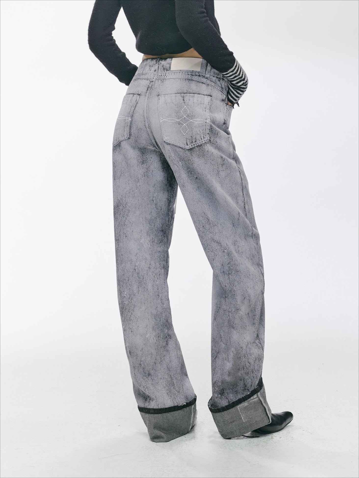 Vintage Washed Straight-Leg Denim Pants