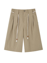 Khaki Simple 3D Pleated Shorts - CHINASQUAD