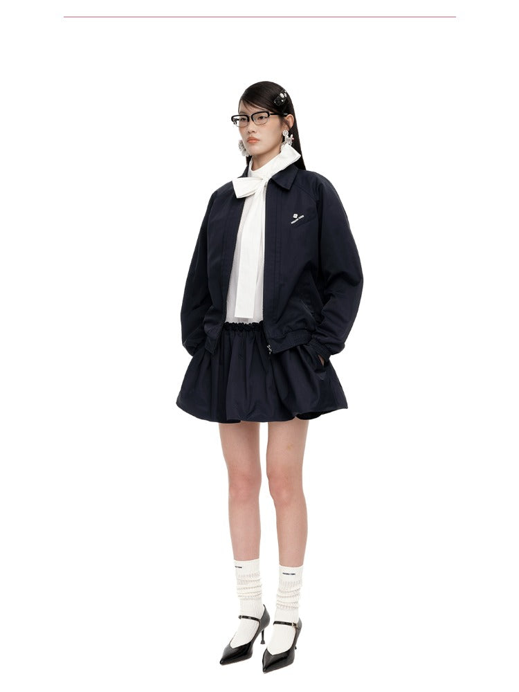 Tuck-Detail Minimalist Track Jacket