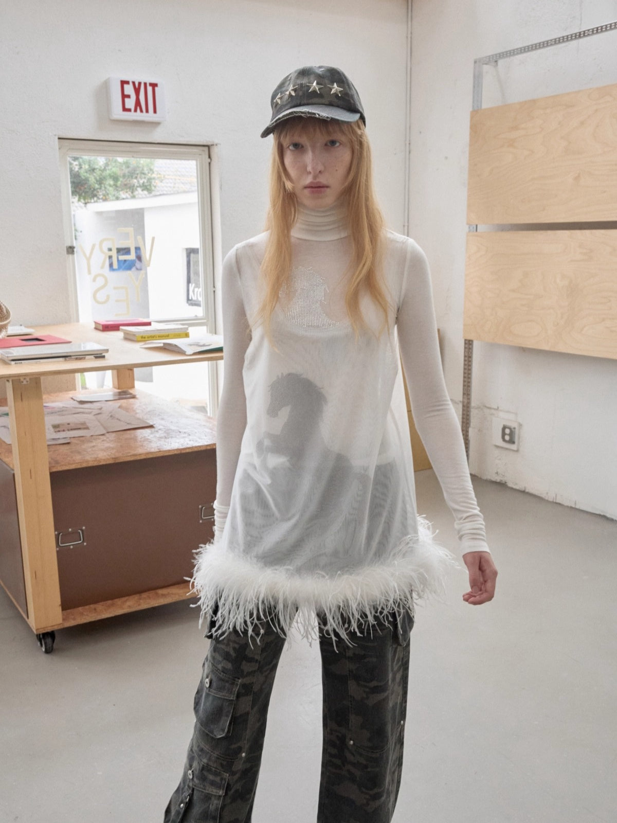 Trim Sheer Mesh Rhinestone Tank Top