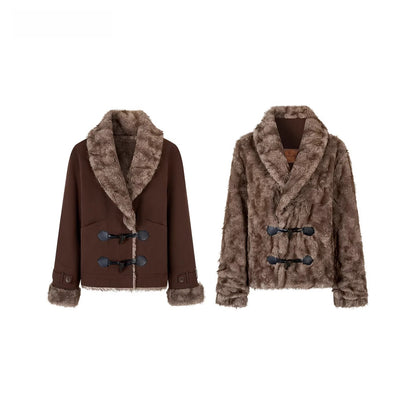 Reversible Faux Fur Toggle Jacket