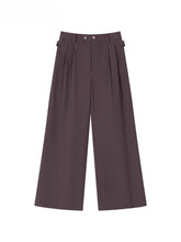 Pleated Double-Button Straight Wide-Leg Pants - CHINASQUAD
