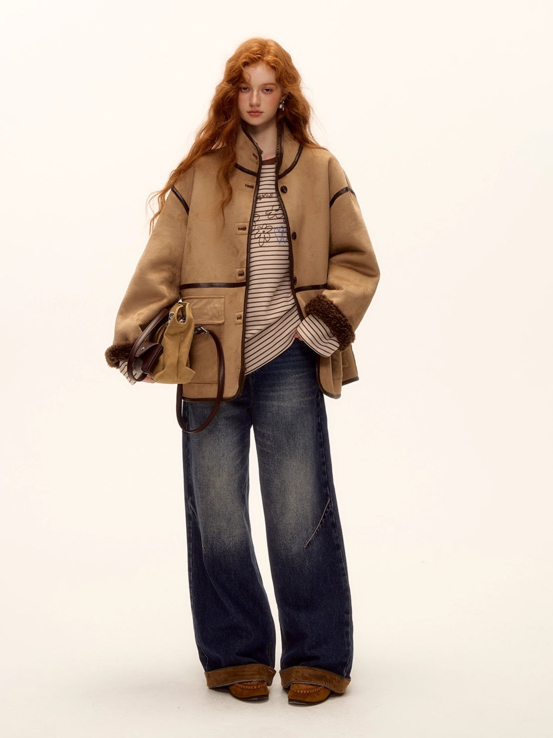 Reversible Faux Suede Shearling Jacket