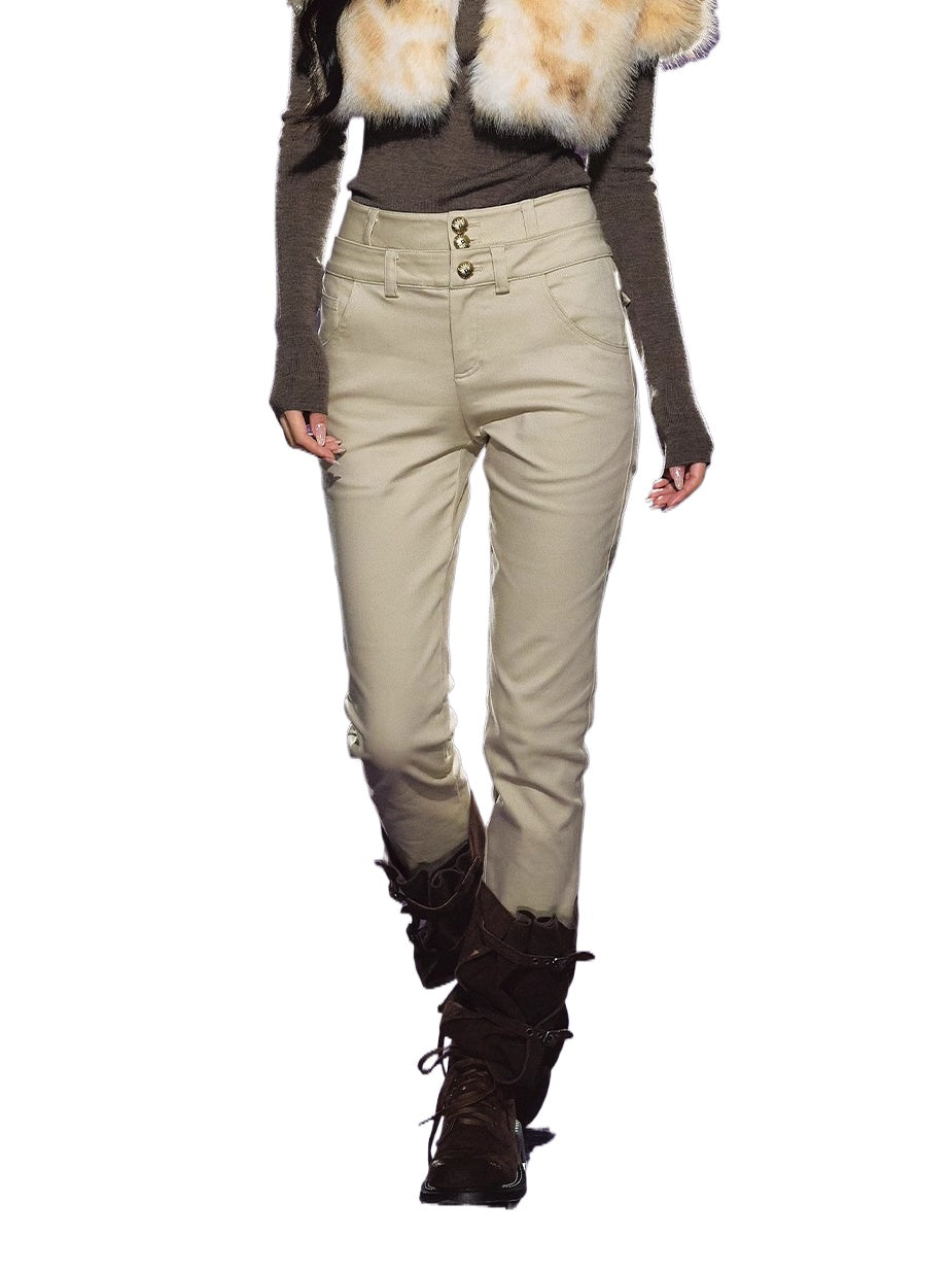 Dual-Waistband High-Rise Stretch Skinny Jeans
