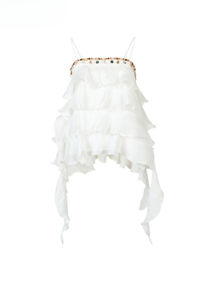 Ribbon-Strap Cake Top &amp; Skirt Set