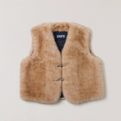 Cross Relic Oversized Faux Fur Vest