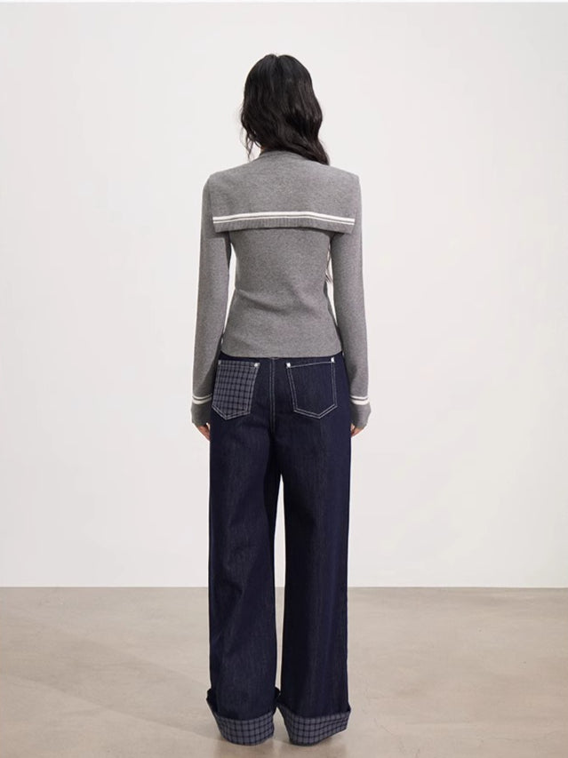 Knit Cape Two-Piece Blouse