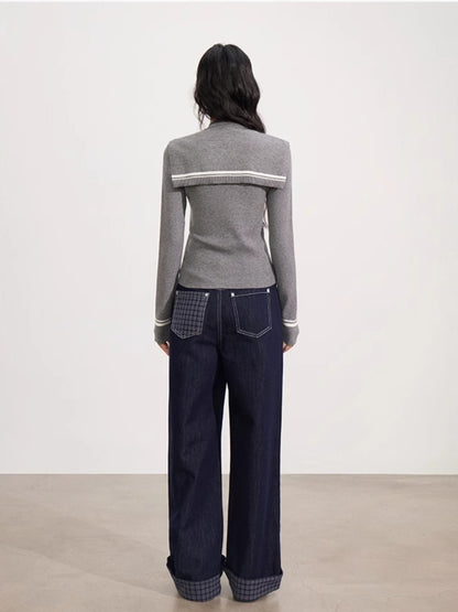Knit Cape Two-Piece Blouse