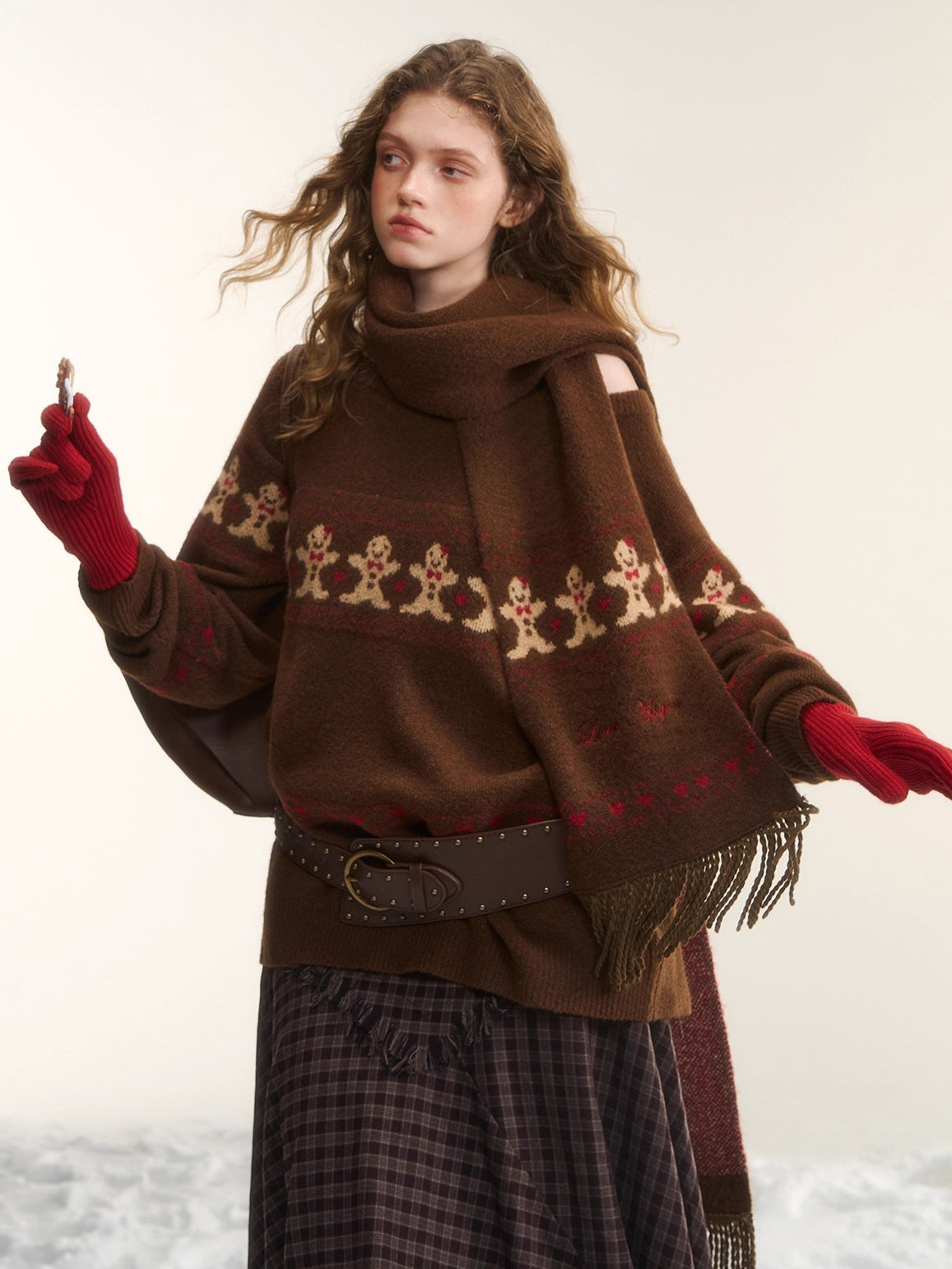 Wool-Blend Christmas Sweater &amp; Scarf Set