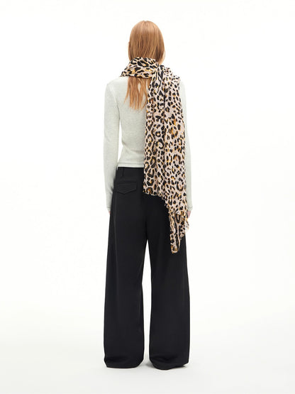 Drawstring Wool-Blend Wide-Leg Pants