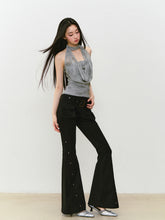 Chain Swing-neck Halter Neckline-gathered Waist Tank Top - CHINASQUAD