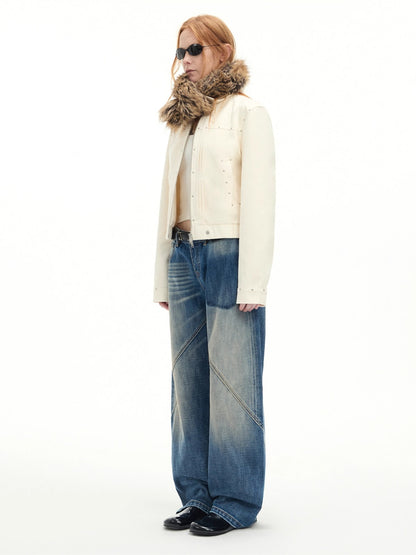 Vintage Washed Wide-Leg Denim Pants