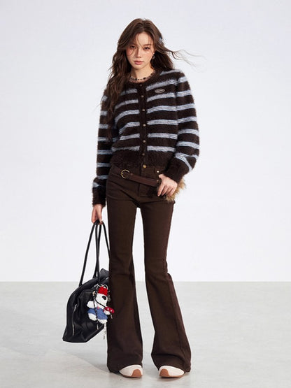 Embroidered Flared Denim Pants
