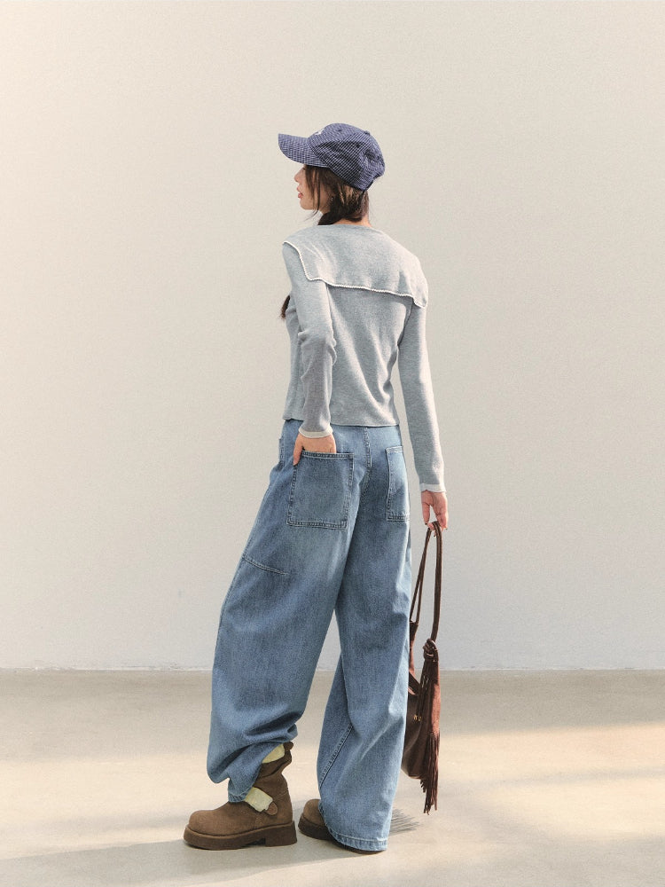 Contrasting Fake Two Piece Woolen Cardigan