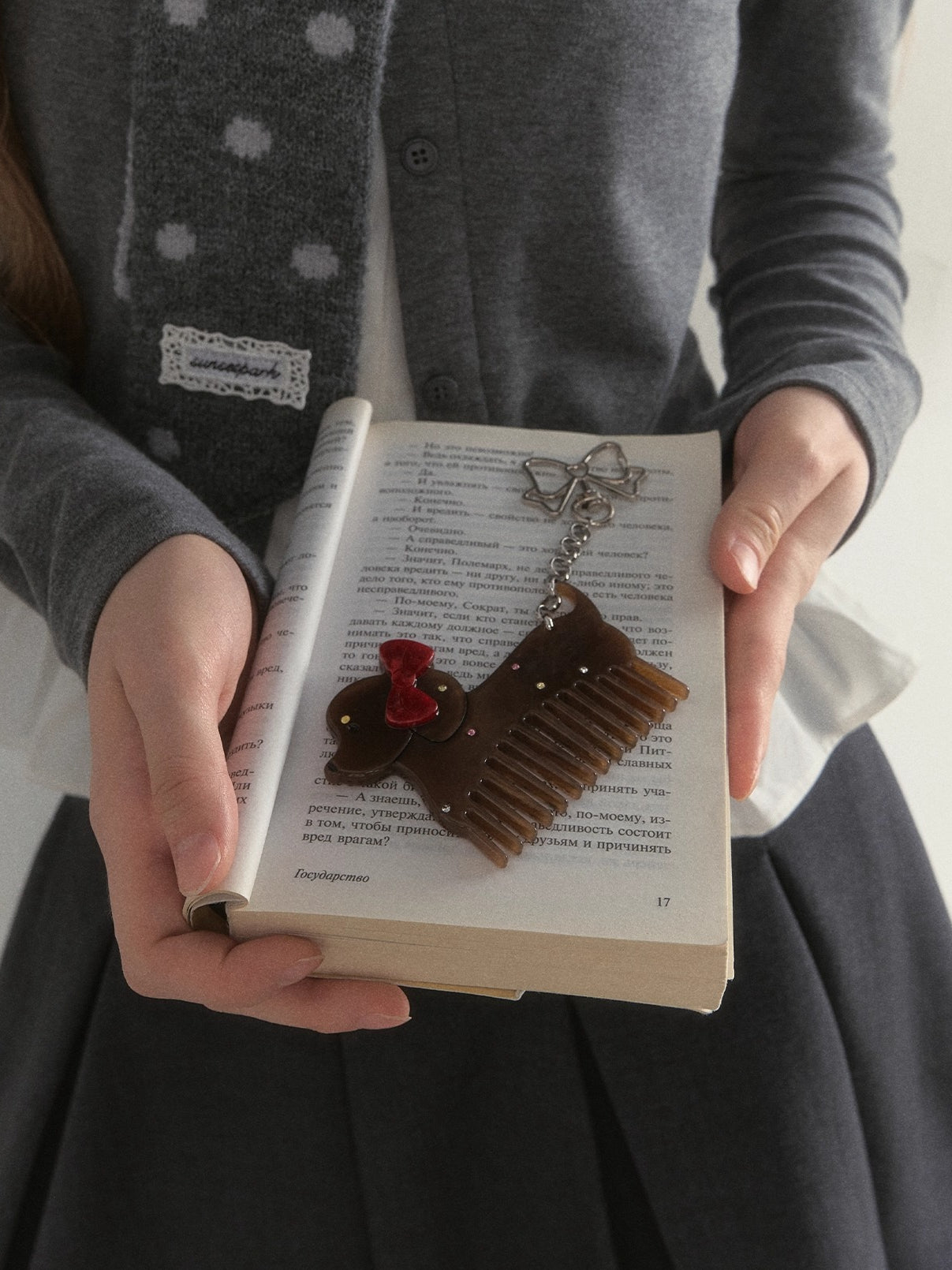 Vintage Bow Dachshund Rhinestone Comb