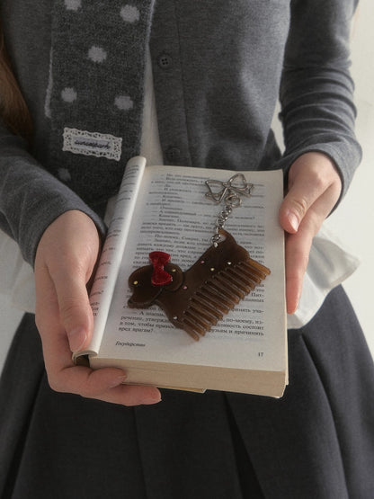 Vintage Bow Dachshund Rhinestone Comb