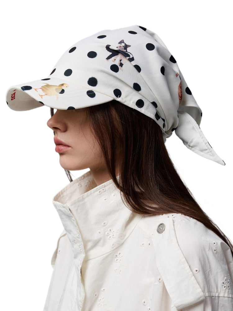 Polka Dot Pet Print Headscarf Baseball Cap