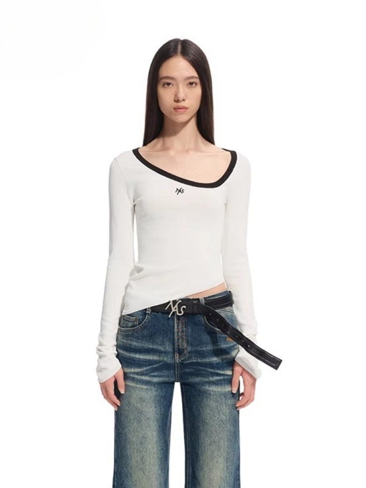 Irregular Crewneck Knitted T-Shirt