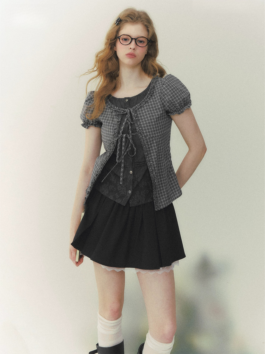 Preppy Layered Plaid Fitted Shirt