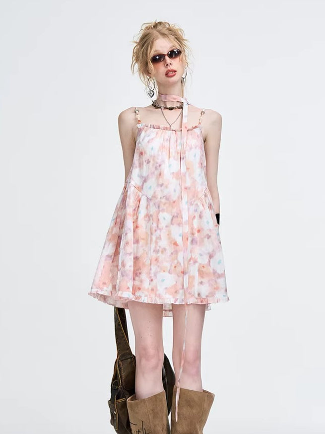 Pink Floral A-Line Camisole Dress