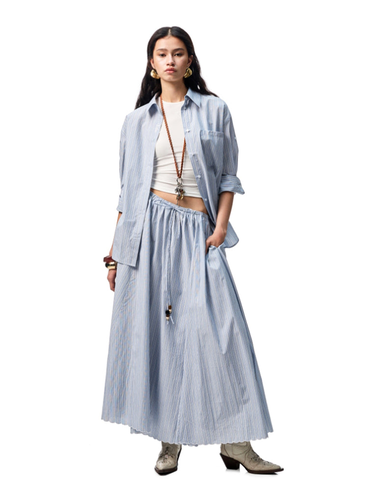 Mid Sleeve Loose-fit Shirt &amp; Skirt Set