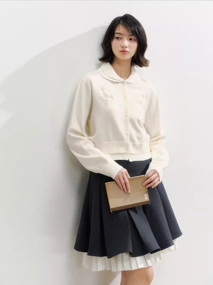 Crochet White Doll Collar Cardigan - CHINASQUAD
