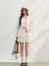 White Lace Panel Hooded Coat & Skirt Set - CHINASQUAD