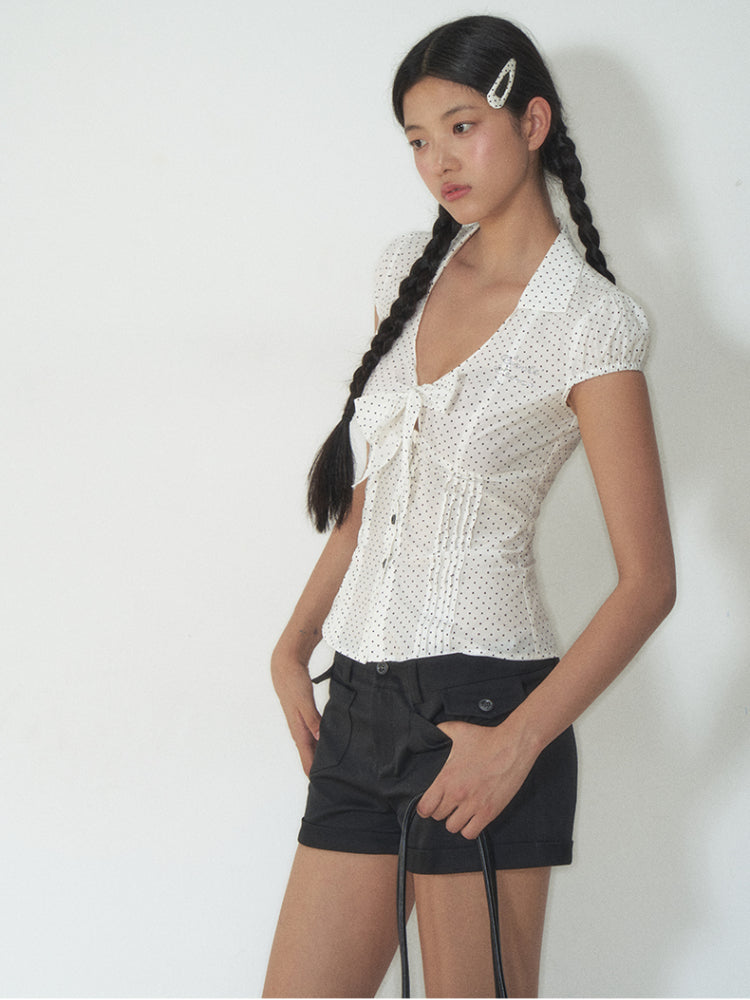 Bow - Accentuated Waist - Slimming Shirt Top - CHINASQUAD
