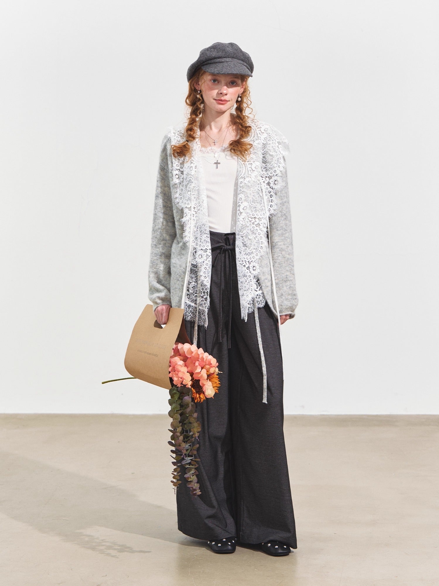 Hooded Lace Panel Overlay Blouse