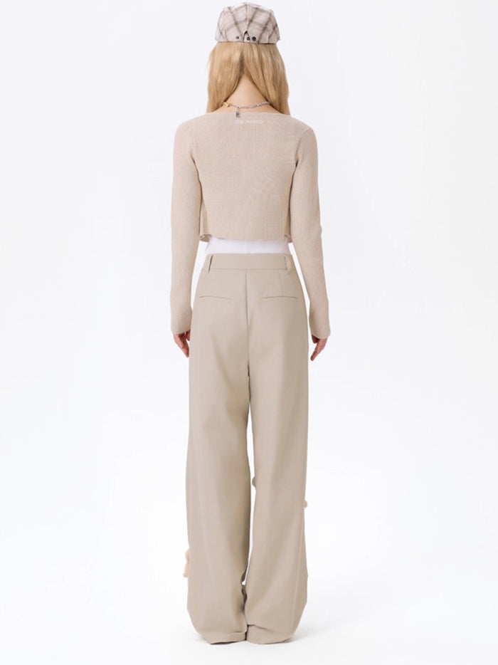 Multi-Bear Ruched Straight Cargo Pants