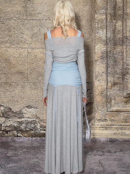 Layered Knit Top &amp; Maxi Skirt Set