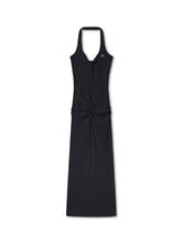 Halter V-Waist Pleated U-Neck Dress - CHINASQUAD