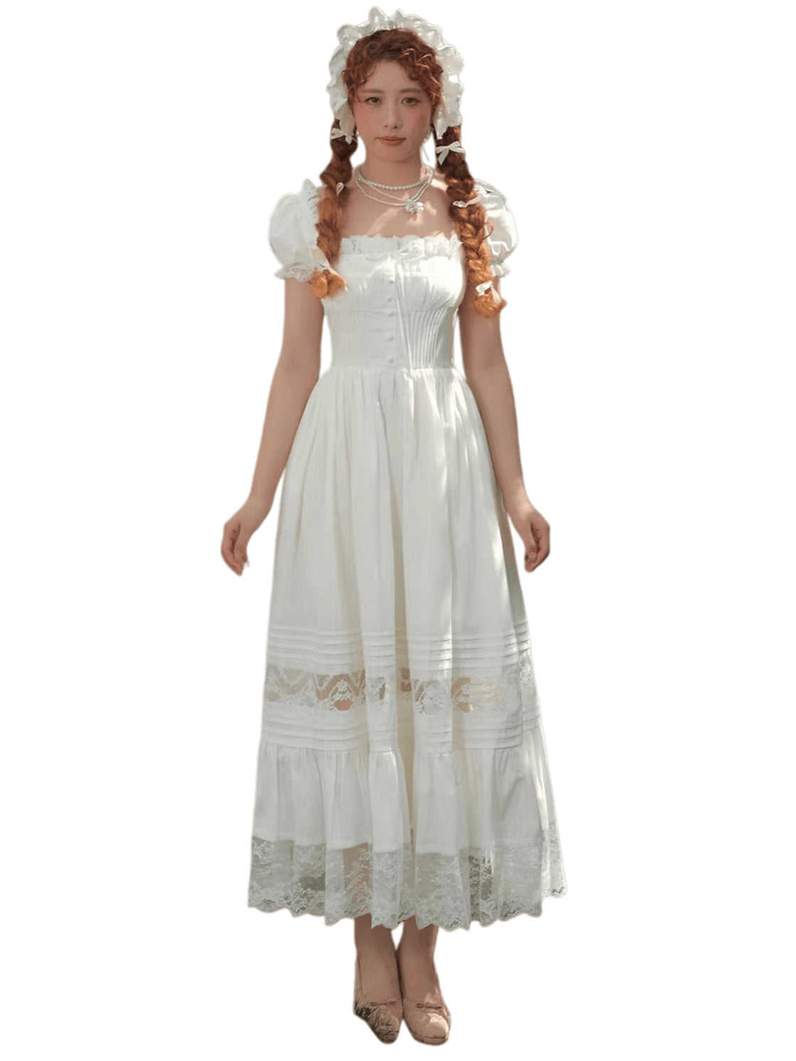 Pure White Cinderella Square-Neck Princess Dress