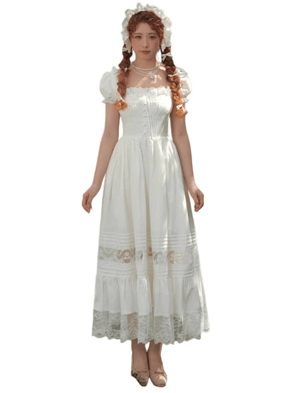 Pure White Cinderella Square-Neck Princess Dress