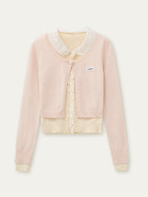Lace Collar Fake Two-piece Cardigan - CHINASQUAD