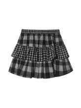 Checkered Panel Ruffle Skirt - CHINASQUAD