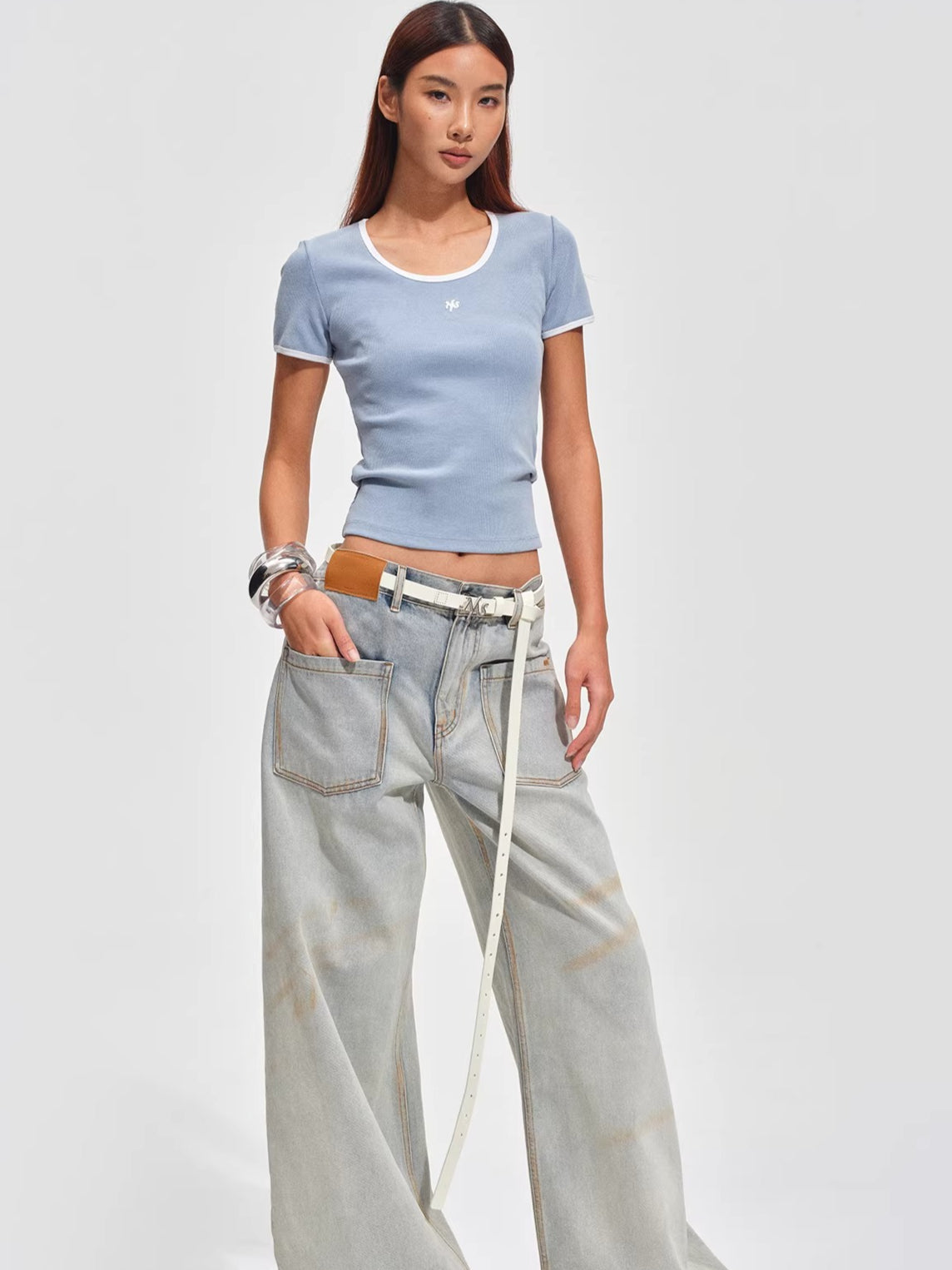 Colorblock Crewneck Fitted T-Shirt