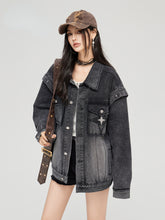 Washed Turn-down Collar Denim Jacket - CHINASQUAD