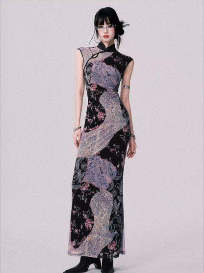 Mesh New Chinese-Style Cheongsam Dress