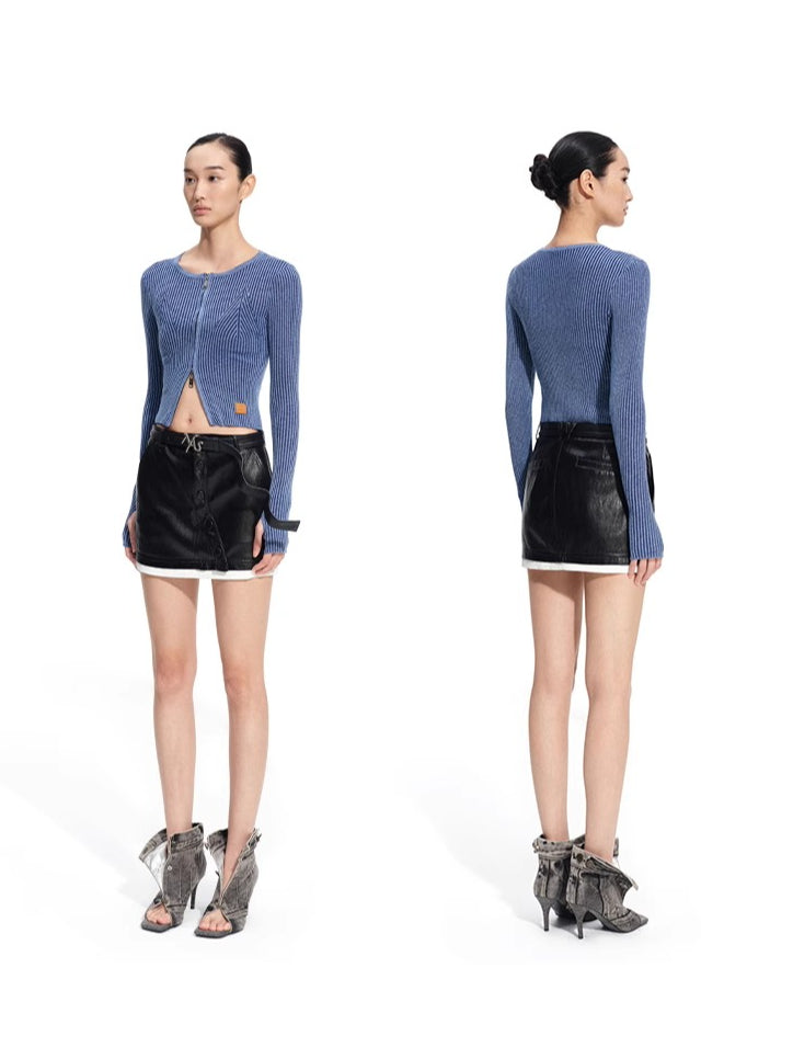 Batwing Knit Zip-Up Cardigan