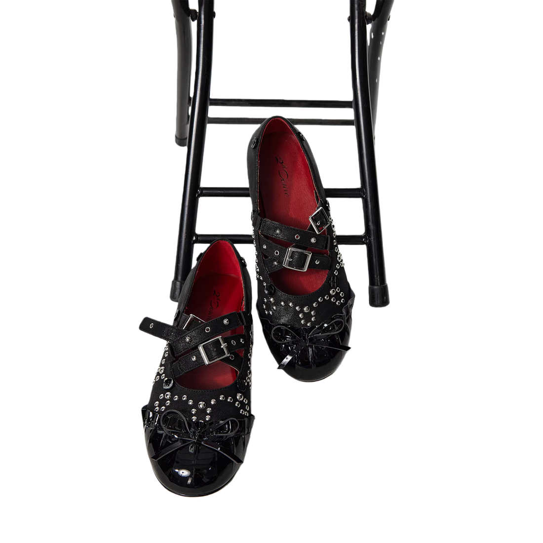 Studded Bow Mary Jane Ballet Flats