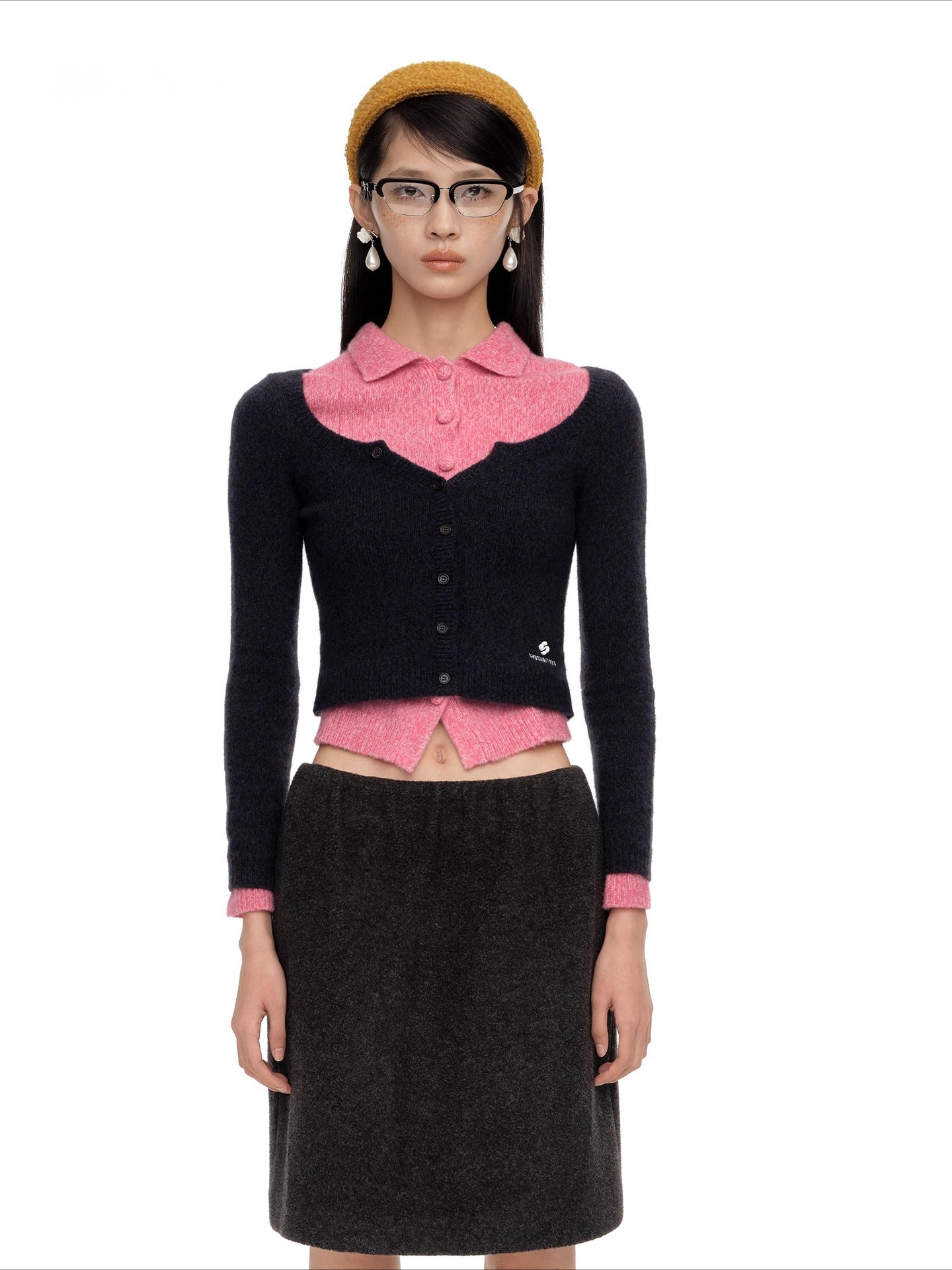 Round-Neck Fitted Wool-Blend Knit Cardigans