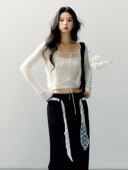 Sheer Shirt &amp; Inner Layer Two-Piece Set