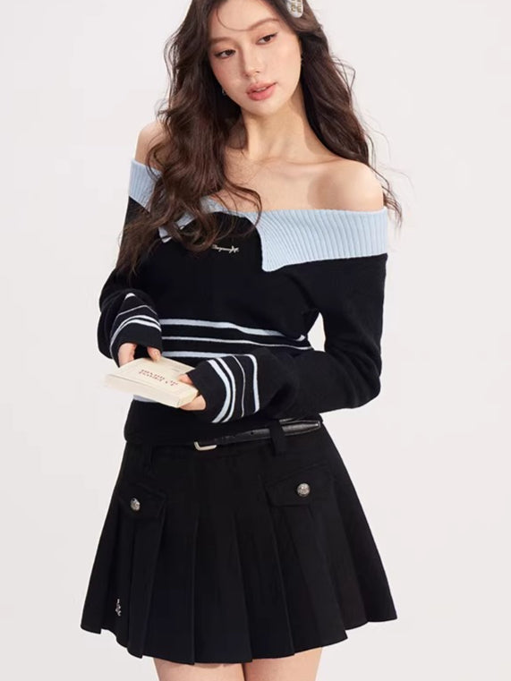 High-Waisted A-Line Pleated Skirt