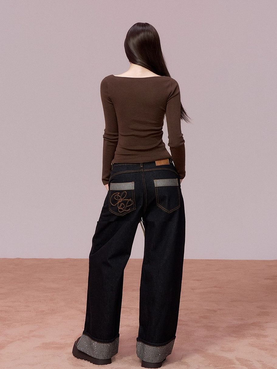 Vintage Straight-Leg Denim Pants