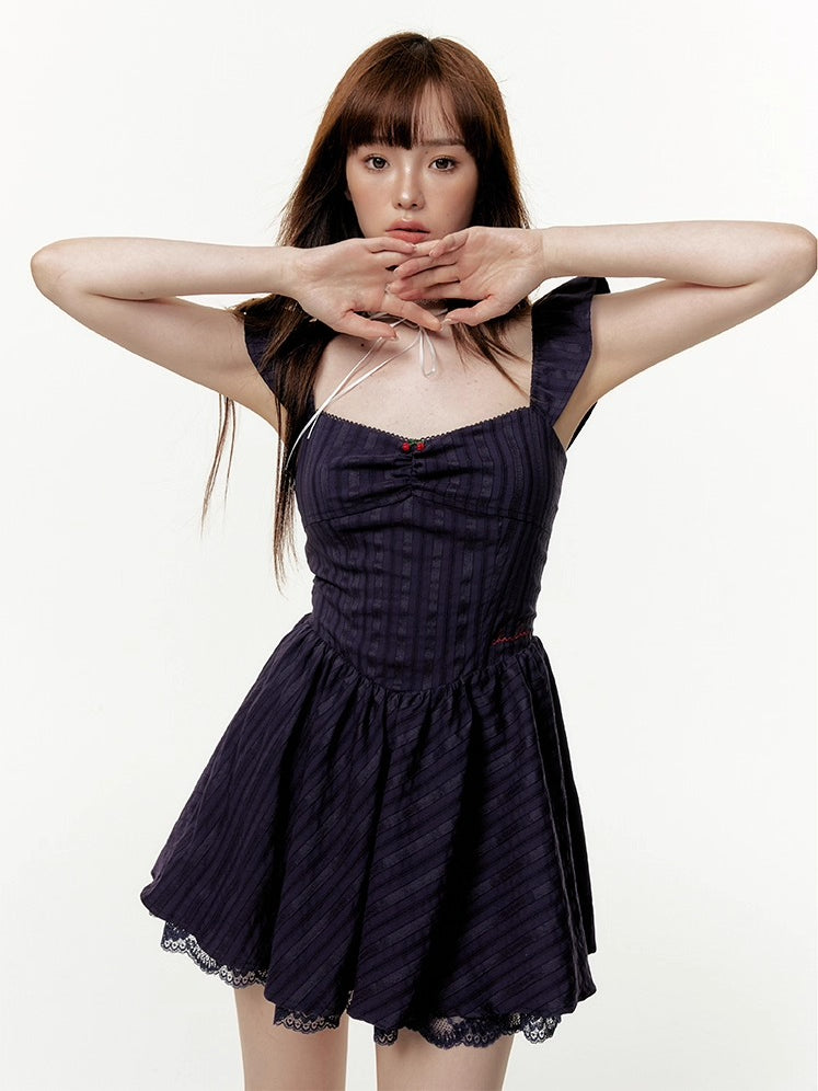 French Lace Waist-Cinched Maxi Dress