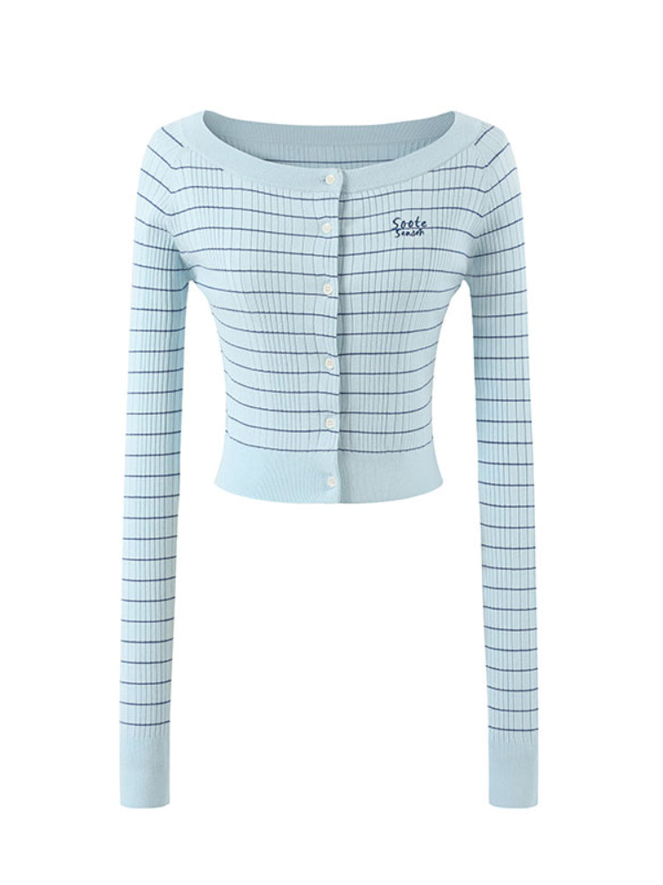 Striped Knit One-Shoulder Top - CHINASQUAD