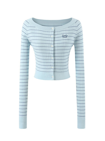 Striped Knit One-Shoulder Top - CHINASQUAD