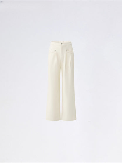 Chenille Fleece-Lined Wide-Leg Pants