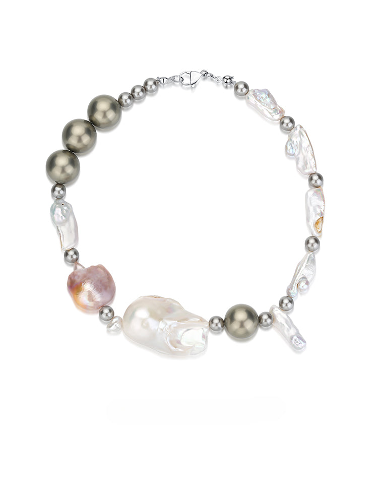 Natural Irregular Baroque Pearl Patchwork Necklace